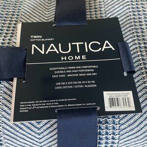 NAUTICA Chevron Stripe Yarn Dye Cotton Blanket, Twin